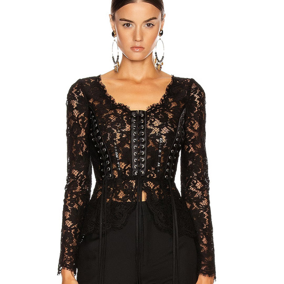 NWT Dolce & Gabbana Black Lace Long Sleeve Top Blouse IT 42 / M - Picture 1 of 12